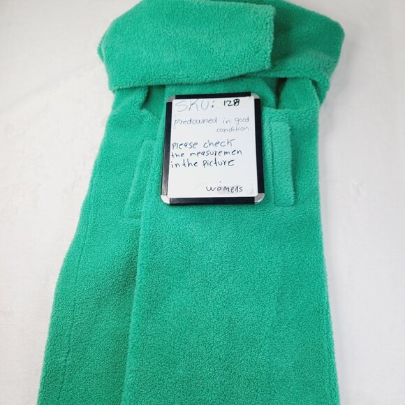 Zara Women's Turquoise Green Double-Breasted Front Button Long Teddy Coat Size L - Picture 6 of 6